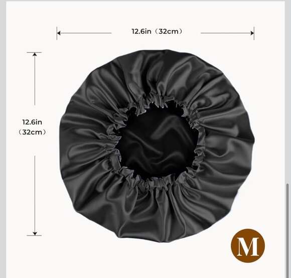 Silk Satin Sleep Bonnet - Black Night Cap for Hair‎ Protection - Picture 9 of 9